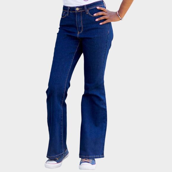 Modcloth NEW All Around Effortless Flare Leg Jeans MC Logo Embroidered Sz Small - Picture 10 of 11